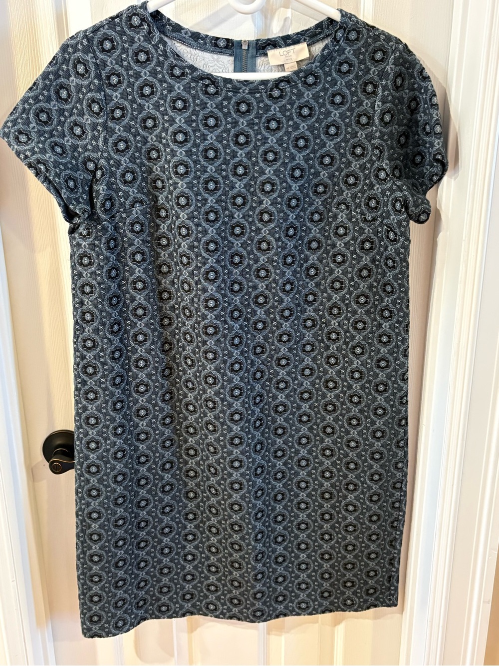 Ann Taylor LOFT Blue Patterned Short Sleeve Dress - BRAND NEW WITH TAGS